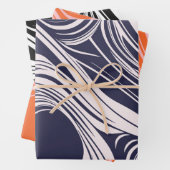 Abstract donkerblauw en grijs vloeibaar wervelt on inpakpapier vel (In situ)