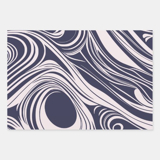 Abstract donkerblauw en grijs vloeibaar wervelt on inpakpapier vel (Voorkant)
