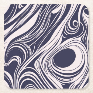 Abstract donkerblauw en grijs vloeibaar wervelt on kartonnen onderzetters
