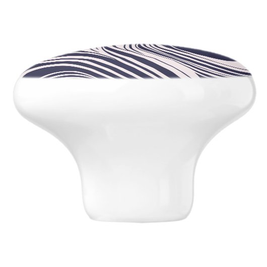 Abstract donkerblauw en grijs vloeibaar wervelt on keramische knop (Zijkant)