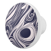 Abstract donkerblauw en grijs vloeibaar wervelt on keramische knop (Rechts)