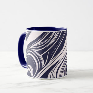 Abstract donkerblauw en grijs vloeibaar wervelt on mok