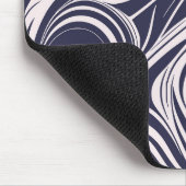 Abstract donkerblauw en grijs vloeibaar wervelt on muismat (Hoek)