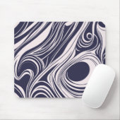 Abstract donkerblauw en grijs vloeibaar wervelt on muismat (Met muis)