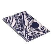 Abstract donkerblauw en grijs vloeibaar wervelt on notitieboek (Rechterzijde)