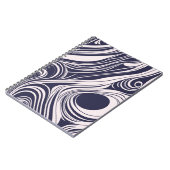 Abstract donkerblauw en grijs vloeibaar wervelt on notitieboek (Linkerzijde)