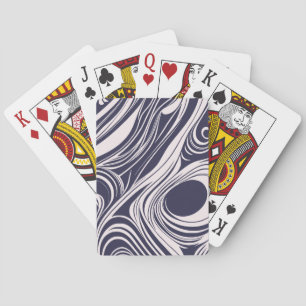 Abstract donkerblauw en grijs vloeibaar wervelt on pokerkaarten