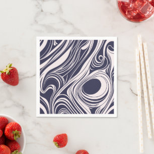 Abstract donkerblauw en grijs vloeibaar wervelt on servet