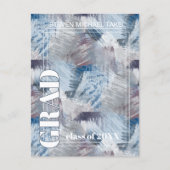 Abstract donkerblauw grijs Afstuderen Aankondiging Briefkaart (Voorkant)