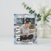 Abstract donkerblauw grijs Afstuderen Aankondiging Briefkaart (Staand voorkant)