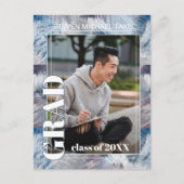 Abstract donkerblauw grijs Afstuderen Aankondiging Briefkaart (Voorkant)