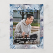 Abstract donkerblauw grijs Afstuderen Aankondiging Briefkaart (Voorkant)