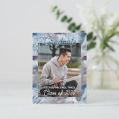 Abstract donkerblauw grijs Afstuderen Aankondiging Briefkaart (Staand voorkant)