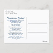 Abstract donkerblauw grijs Afstuderen Aankondiging Briefkaart (Achterkant)