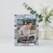 Abstract donkerblauw grijs Afstuderen Aankondiging Briefkaart (Staand voorkant)