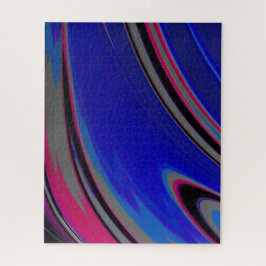 Abstract donkerblauw grijs magenta fractale wervel legpuzzel