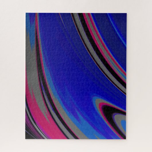 Abstract donkerblauw grijs magenta fractale wervel legpuzzel (Verticaal)