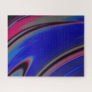 Abstract donkerblauw grijs magenta fractale wervel legpuzzel