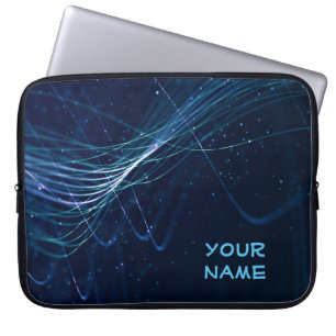 Abstract donkerblauw met naam laptop sleeve