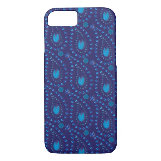 Abstract donkerblauw Paisley Tulip Floral patroon Case-Mate iPhone Case (Achterkant)