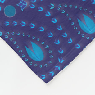 Abstract donkerblauw Paisley Tulip Floral patroon Fleece Deken