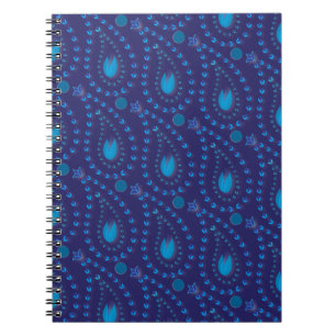 Abstract donkerblauw Paisley Tulip Floral patroon Notitieboek