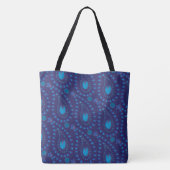 Abstract donkerblauw Paisley Tulip Floral patroon Tote Bag (Achterkant)