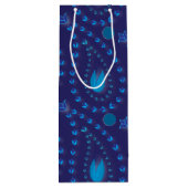 Abstract donkerblauw Paisley Tulip Floral patroon Wijn Cadeautas (Achterkant)