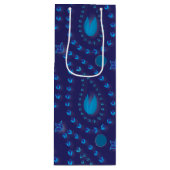 Abstract donkerblauw Paisley Tulip Floral patroon Wijn Cadeautas (Voorkant)