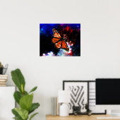 Abstract donkerblauwe vlinder Poster (Thuiskantoor)