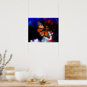 Abstract donkerblauwe vlinder Poster (Keuken)