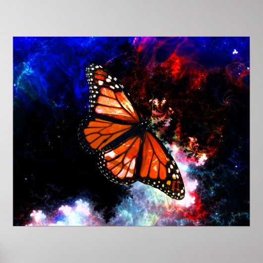 Abstract donkerblauwe vlinder Poster (Voorkant)