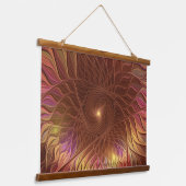 Abstract donkerbruin Plant dat fractale kunst snij Hangend Wandkleed (Gebogen)