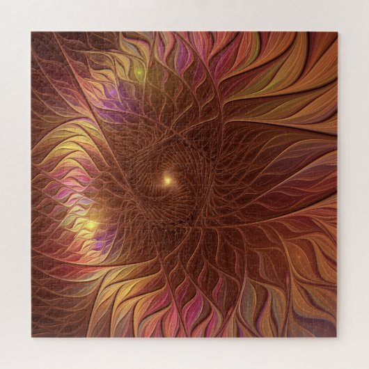 Abstract donkerbruin Plant dat fractale kunst snij Legpuzzel (Horizontaal)