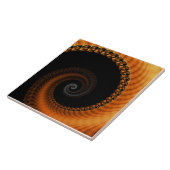 Abstract donkergoudkleurig oranje spiraalfractal p tegeltje (Zijkant)