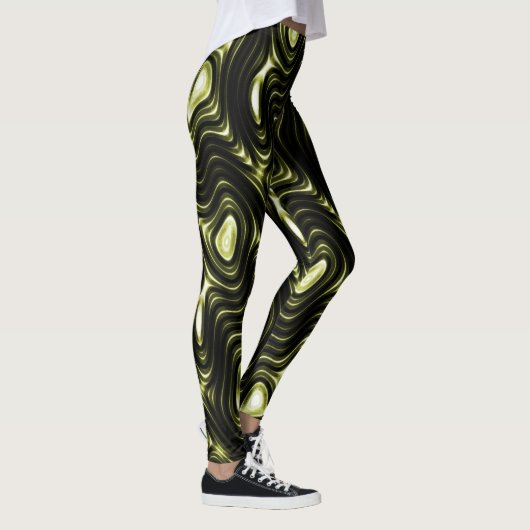 Abstract donkergroen Alien-patroon Leggings (Rechts)