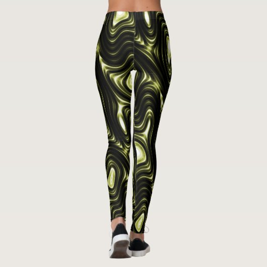 Abstract donkergroen Alien-patroon Leggings (Achterkant)