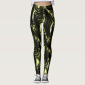 Abstract donkergroen Alien-patroon Leggings (Voorkant)