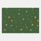Abstract donkergroen met gouden sterren inpakpapier vel (Voorkant 2)