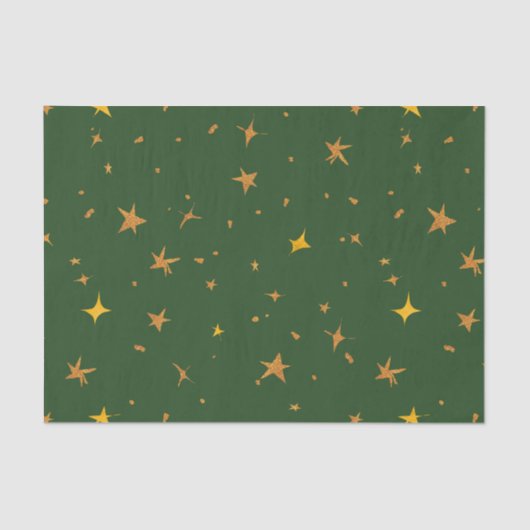 Abstract donkergroen met gouden sterren tissuepapier (Voorkant)
