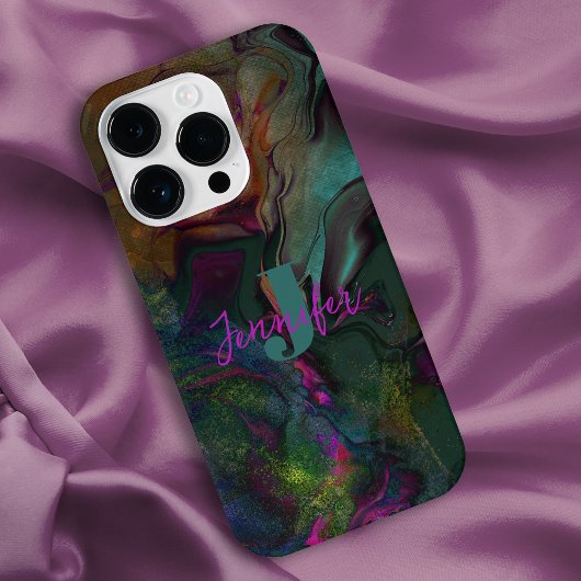 Abstract donkerkleurig Initiaal naam vloeibare ver iPhone Hoesje