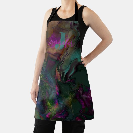 Abstract donkerkleurige naam vloeibare verf & mono schort (Insitu)