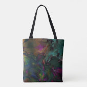 Abstract donkerkleurige naam vloeibare verf & mono tote bag (Achterkant)