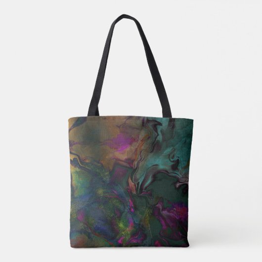 Abstract donkerkleurige naam vloeibare verf & mono tote bag (Achterkant)