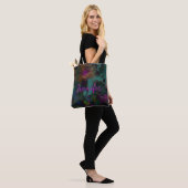 Abstract donkerkleurige naam vloeibare verf & mono tote bag (Op model)