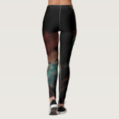 Abstract donkerzwart en blauw patroon leggings (Achterkant)