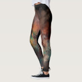 Abstract donkerzwart en blauw patroon leggings (Links)