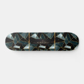 Abstract, donkerzwart en zwart skateboard, Blauwgr Persoonlijk Skateboard (Horizontaal)