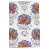 Abstract Doodle Art Style Flowers Purple Orange Medium Cadeauzakje (Voorkant)
