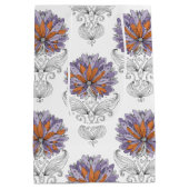 Abstract Doodle Art Style Flowers Purple Orange Medium Cadeauzakje (Achterkant)